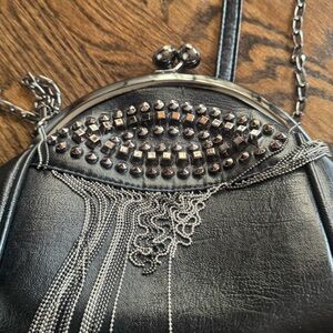 Elegant Black Studded Chain Bag
